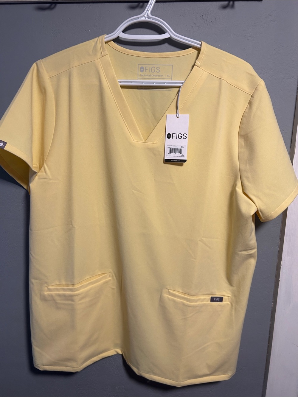 FIGS Butter Yellow V-Neck Scrub Top